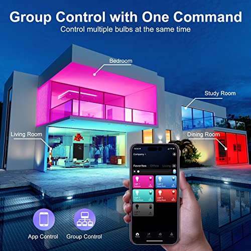 Hansang Led Smart Light Bulbs, A19 Wifi Rgb White Color Changing Light Bulb, Works With Alexa & Google Assistant, E26 Base, 2700K-6500K Tunable White, 9W 60W Incandescent Equivalent, 800Lm, 2 Pack #TOP4