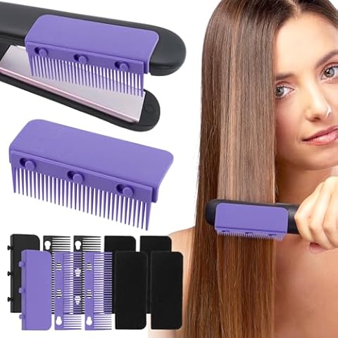 homfanseec Flat Iron Comb, 2 Sets 2024 New Upgrade Barber Hair Straightening Comb, Professional or Home Use Compact Hair Styling Tool (Black+Purple) Cover