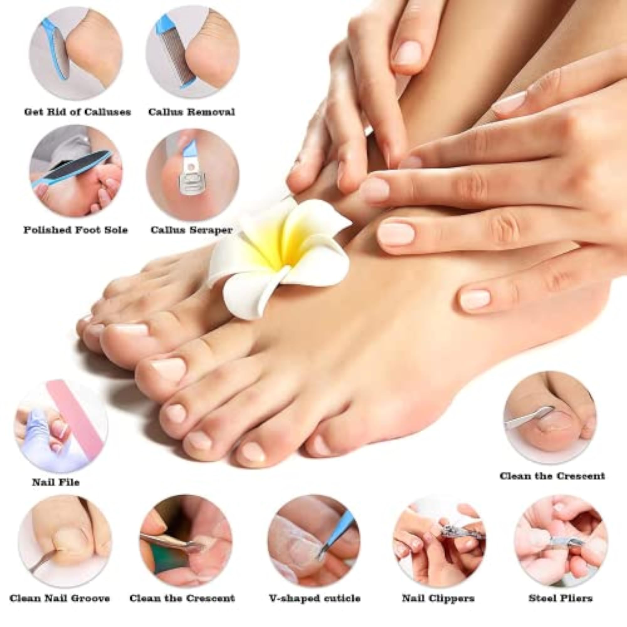 8 in 1 Pedicure Kit, Foot Scrubber & Tools