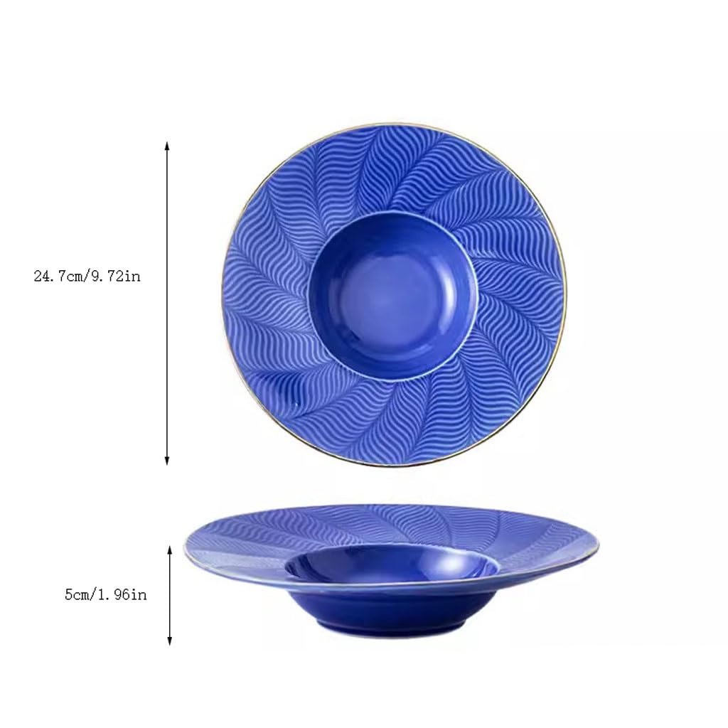 Forniture Per Feste Piatto Piatto fondo grande for uso domestico Piatto fondo francese Stoviglie europee Piatto da pranzo in ceramica for ristorante occidentale Piatti Della Festa (Size : S)