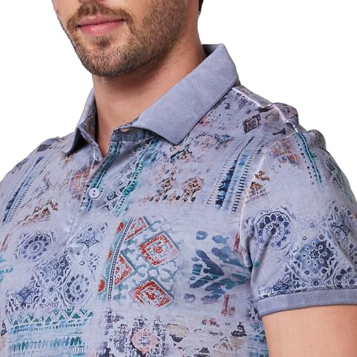 Image of Spykar Men's Slim Fit Ribbed Collar Half Sleeve Printed Casual T-Shirt