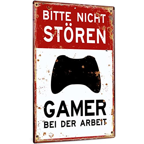 Putuo Decor Bitte Nicht stören, Gamer bei der Arbeit, 20 x 30cm Aluminium Metallschild, Gamer Geschenk