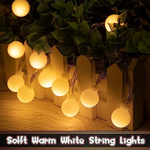 Image of 2 Pack 32 Feet Patio Umbrella Lights, 8 Lighting Modes LED String Lights with 64 Pcs Shatterproof Globe, Remote Control Battery & USB Powered, Waterproof Hanging Light Decorate for Patio