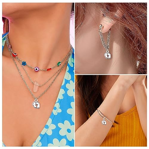 Craftdady 50 Stück Antik Silber Füße Fußabdruck Charms Anhänger tibetische Babyfüße Baumeln Anhänger für Baby Remembrance Armband Halskette Schmuckherstellung