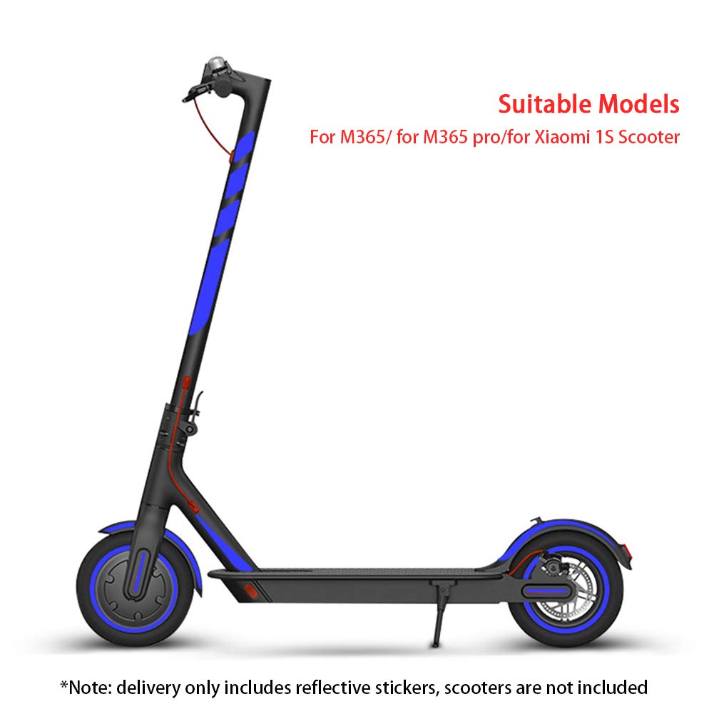 QOTSTEOS Pegatina reflectante para scooter, calcomanía fluorescente decorativa, accesorio impermeable para Xiaomi M365 Pro (azul)