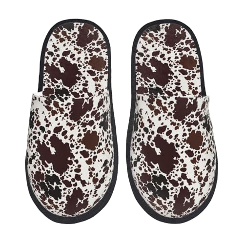 Cow Skin Print House Slippers For Women And Men,Soft Slippers With Memory Foam,Non-Slip Indoor Home Shoes