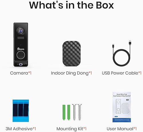 Miniatura 9 de Timbre de puerta inalámbrico, timbre de video de doble lente 2K con timbre, Cemera de seguridad al aire libre con detección humana inteligente AI,