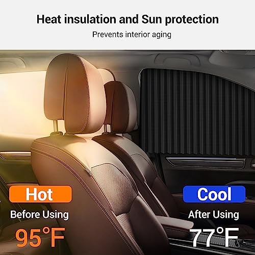 Image of ZATOOTO Car Window Shades for Side Window 4 Pack Magnetic Car Curtains for Privacy Car Window Covers Blackout Blinds Upgrade to a Classy Ride for Camping Sleeping