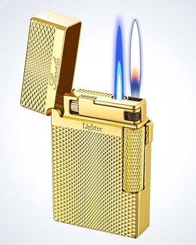 Encendedor clásico 2 en 1 con llama doble, recargable miniatura 1