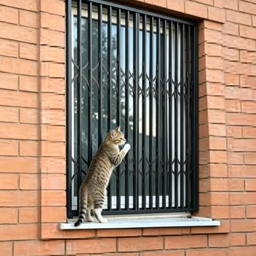 Reja Ventana Rejas de Seguridad Exteriores para Ventanas Grandes con Cerradura, Barandilla Reja para Ventana con Riel Puerta Corrediza Extensible, Protección Ventanas(W100xH210cm/40x83in)