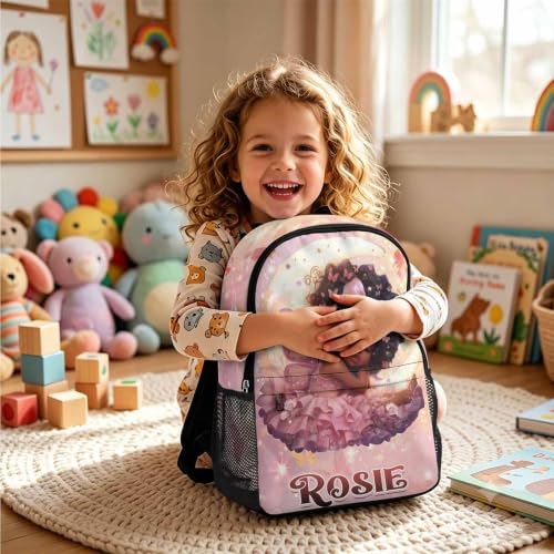 Image of Custom Girls Backpacks Personalized Backpack for Kids Back to School Set | Kid Customized Toddler Girl Backpack with Lunch Bag Book Bag Kindergarten Prek Preschool Gifts Shiny Little Girl