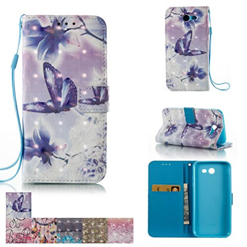 Galaxy J3 Emerge Case, Galaxy J3 Prime/Amp Prime 2/Express Prime 2 Case, Kickstand Flip Wallet with Magnetic Closure for Samsung Galaxy J3 Emerge/ J3 Prime/Amp Prime 2/ Express Prime 2 -Butterflies