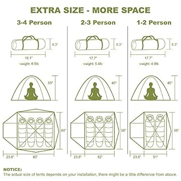 weanas Professional Backpacking Tent for Adventure Travel, Green, 1-2 Person