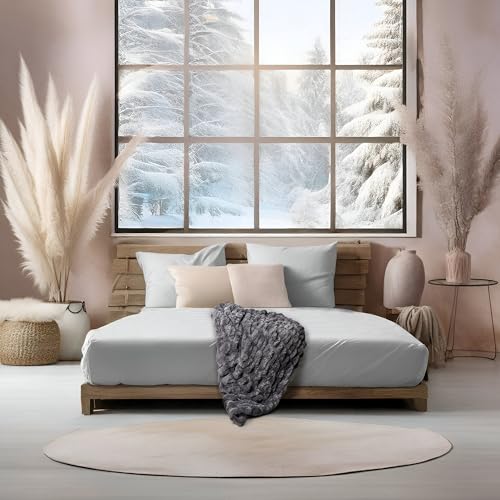 Luxury Concepts Soft Faux Rabbit Fur Throw Blanket - 50" x 60", Elegant Ruched Design Blanket, Machine Washable and Wrinkle Resistant, Lightweight Dark Grey Throw Blanket for Couch, Sofa and Bed