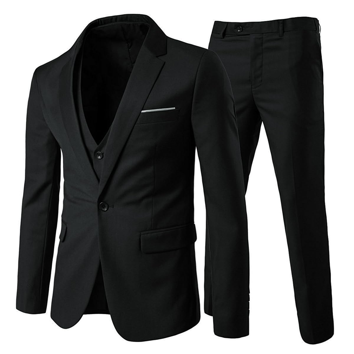 AllthemenMens Suits 3 Piece Slim Fit 1 Button Business Formal Blazer Jacket Waistcoat Trousers Wedding