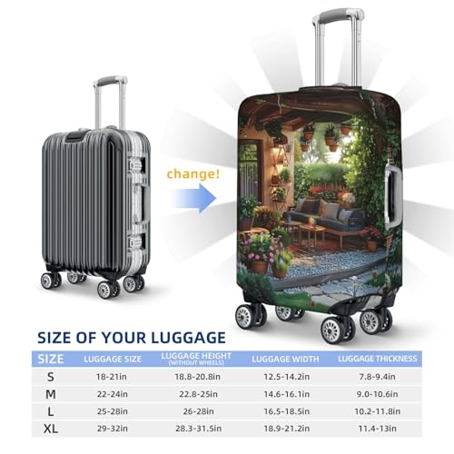 Charming Garden Patio Print Luggage Cover For Suitcase,Washable Elastic Travel Suitcase Protector With Zipper Closure And Bottom Buckle – Fits 18-32" Luggage-Small4