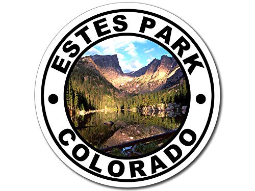 MAGNET 4x4 inch ROUND Estes Park Colorado Sticker (natural camp hike fish co fishing) Magnetic vinyl...