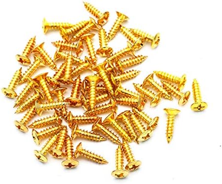 SAPHUE GETMusic 3MM Electric Guitar Bass Pickguard Screws Pick Guards Scratch Plate Mounting Screws for Fender Strat ST Tele TL Stratocaster Telecaster Gibson LP Les Paul SG Guitar Pack of 50 (Gold)