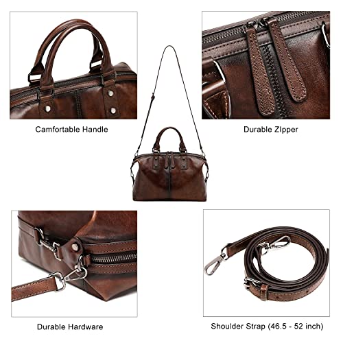 Bolso de cuero genuino vintage para mujer miniatura 6