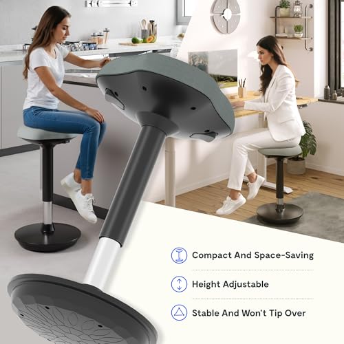 Image of FLEXISPOT Wobble Stool stay active Exercise Office Chair encourage movement Height Adjustable Seat for comfortable working /standing desk perching stool Grey