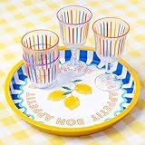 Talking Tables Bandeja redonda grande para servir bebidas, aperitivos, condimentos, decoración y colorido diseño de limón, ideal para comedor de verano, barbacoa, comedor al aire libre, fiestas en el