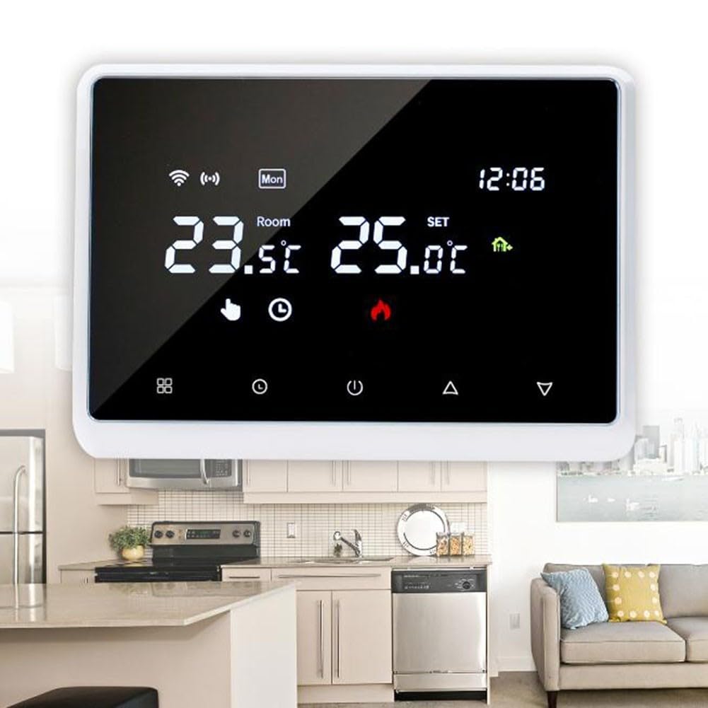 pour TUYA Thermostat intelligent WiFi, contrôleur de température programmable, chauffe-eau mural sans fil pour chaudière/eau (noir)