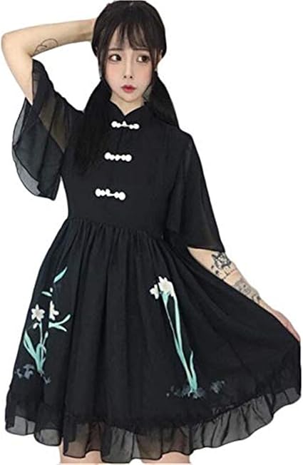Amazon Co Jp ジャング 花柄 ワンピース 森ガール系 復古風 ワンピース ゆったり きれいめ 可愛い チュニック 五分袖 チャイナドレス パーティー レディースブラック 服 ファッション小物 Amazon Co Jp ジャング 花柄 ワンピース 森ガール系 復古風 ワンピース ゆったり きれいめ 可愛い チュニック 五分袖 チャイナドレス パーティー レディースブラック 服 ファッション小物