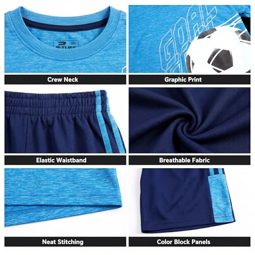 Image of Pro Athlete Active Boys Short Sets - 2 Piece Performance Crewneck Short Sleeve T-Shirt and Shorts Boys Athletic Sets (8-16)