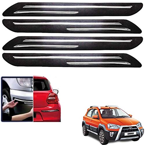 Cabix PVC Car Bumper Corner Protector Guard Double Chrome Line (Set of