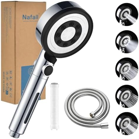 Duschkopf Mit Filter & 4 Strahlarten - Hochdruck Brause Mit Stoppfunktion