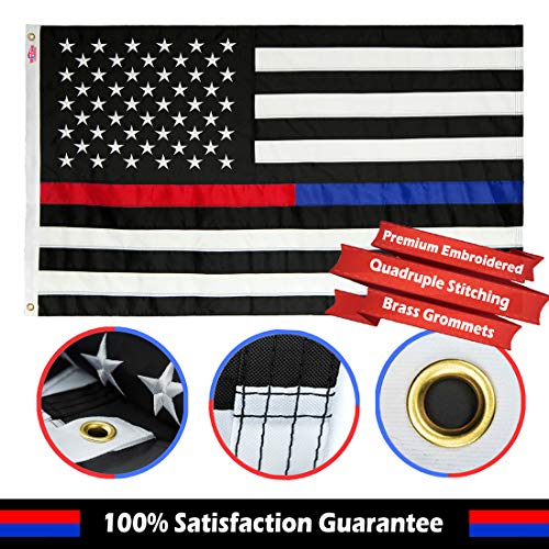 Winbee Thin Blue Line And Thin Red Line Flag 3X5 Ft With Embroidered Stars And Sewn Stripes, Long Lasting Nylon, Uv Protection Perfect For Outdoors #TOP2