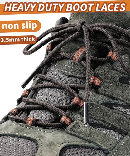 Image of Handshop 2 Pairs Round Boots Shoelaces, Heavy Duty Outdoor Shoe Laces | Replacement Shoestrings for Hiking, Running, Sporting Shoes and Work boots, Sturdy and Robust, 28 Colors, 30-63 inch Length