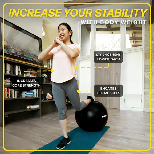 Image of Exercise Ball Pilates Yoga Ball Anti-Burst and Slip Resistant - for Fitness, Pregnancy, Stability, Balance, Core Workout - Red Training Ball w /Pump for Home Office Gym