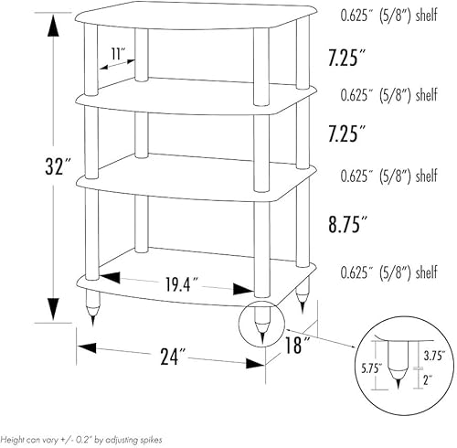 Miniatura 3 de Pangea Audio Vulcan - Estante de audio de cuatro estantes, soporte multimedia y gabinete de componentes, 4 estantes Espresso