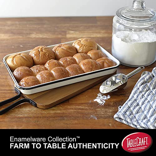 Tablecraft Enamelware Collection Black Rim Solid White Enamel Baking Cookie Sheet Jelly Roll Pan, Home Kitchen & Restaurant, Porcelain Over Steel, Classic, Vintage, Retro Style, 16x11.5x1.5, Set of 6 - Image 4