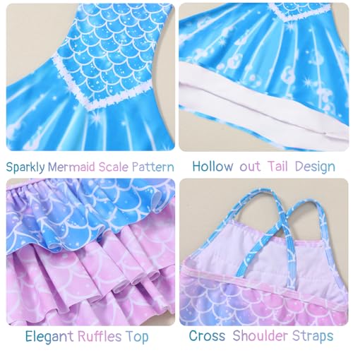 Redair Mermaid Girls Swimsuit Bathing Suit 3PCS Ruffle Top Bikini Bottoms Swimsuit Kids Beach Pool Swimwear2