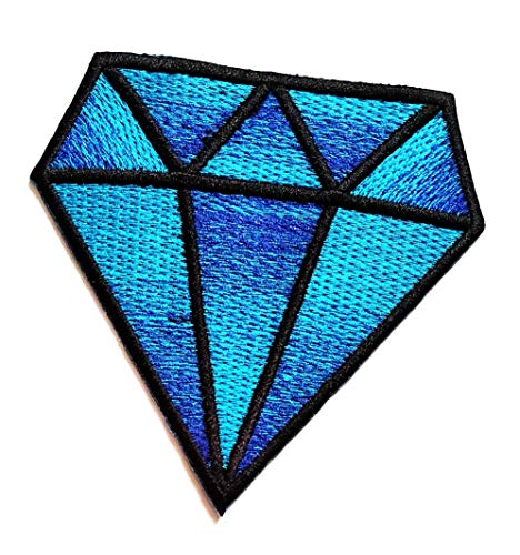 Nipitshop Patches Blue Diamond Gemstone Carat Retro Jewelry Cartoon Kids Patch Embroidered Iron On Patch for Clothes Backpacks T-Shirt Jeans Skirt Vests Scarf Hat Bag