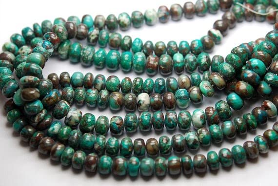 Chrysocolla naturelles en rondelles 9-10mm pour création bijoux (Fil 20cm LKBEADS)