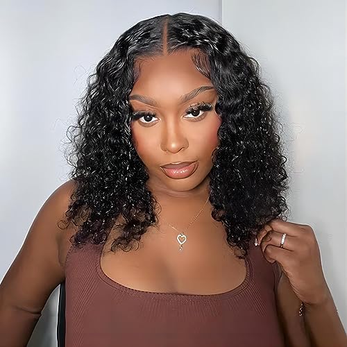 Image of ISEE Wear and Go Glueless Wigs Water Wave Bob Wigs Human Hair 14 Inch