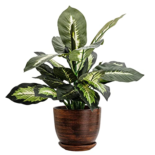 botle Keramiktopf Übertopf Pflanzkübel handbemalt D 215 mm dunkel braun Holtz braun Keramik inkl. Untersetzer Wasserablaufloch