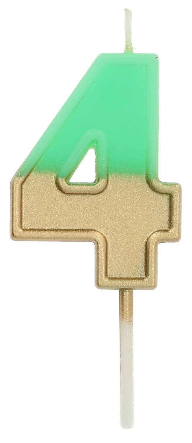 Folat 18864 Candle Retro Number 4 Green