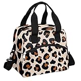 Leopard Insulated Lunch Bag With Shoulder Strap for Women Girls, Animal Skin Leakproof Cooler Cheeta