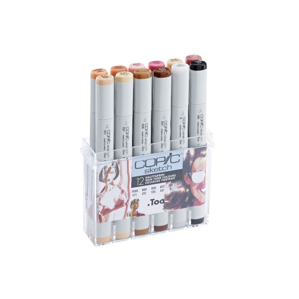 Copic Sketch Marker Set - Portrait Colours - 12 Count - Grey