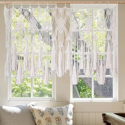 Rideaux en macramé 47x22 pouces en coton pour fenêtre et cuisine - 6