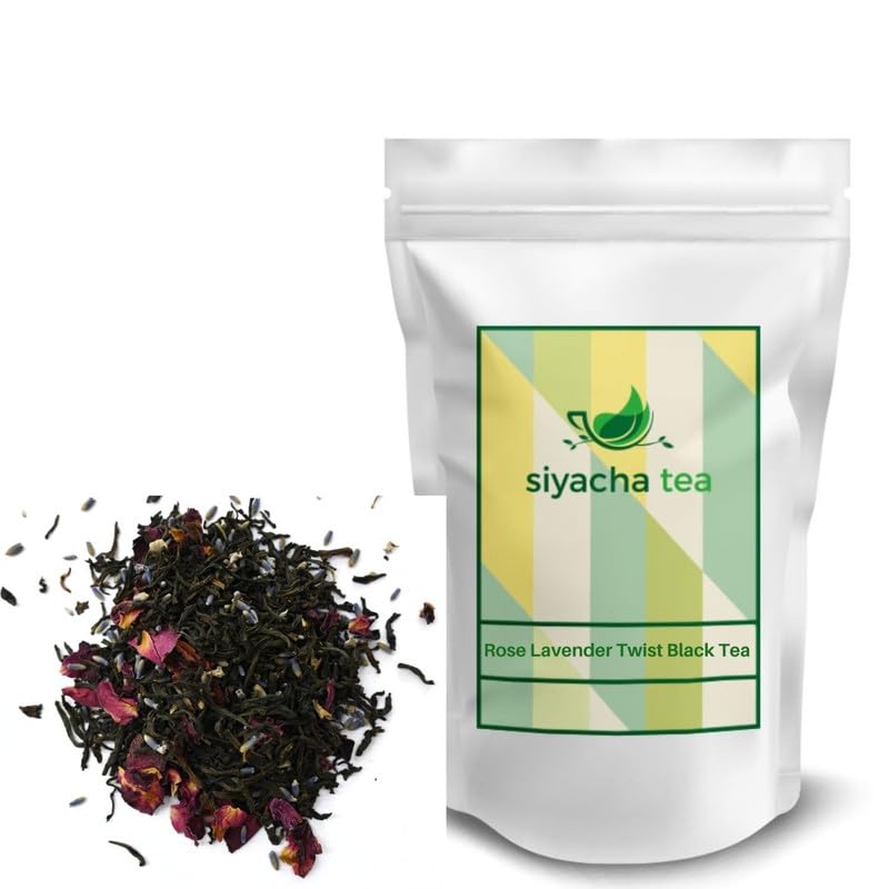 Image of Siyacha Tea Rose Lavender Twist Black Tea, Loose Leaf Herbal Blend, 100% Natural Ingredient Chai Patti, Calming, Stress Relief Premium Beverage, Natural Immunity Booster, Wellness Blend, 250g Pouch