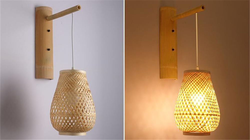 Moderno Tessitura Bambù Arte Lampada da Parete Led Personalità Creativo Soggiorno Ristorante Camera da Letto StudyTeahouse Caffè Corridoio Retrò Lampada da Parete (Stile 10)