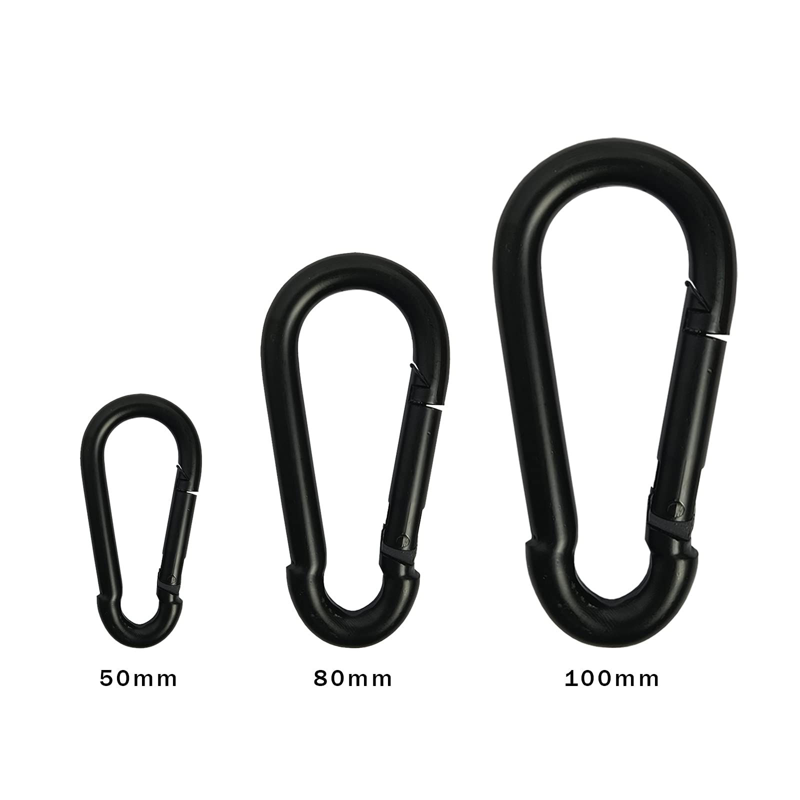 Lot De 4 Mousquetons En Acier Robuste - D5 X 50 Mm - Porte à Ressort - Pour Camping, Randonnée, Hamac, Sac à Dos, Clés