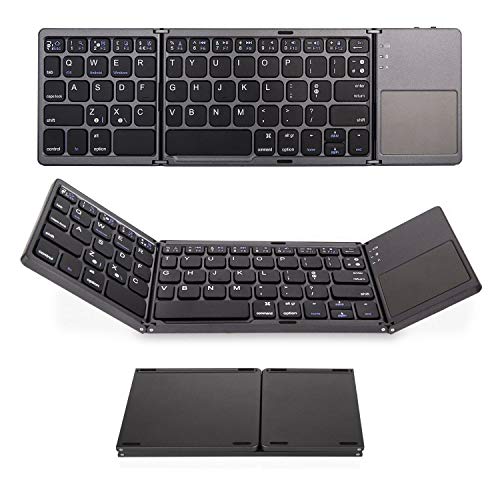 Get Discount 70% Price Multi-Device Bluetooth Keyboard - IKOS Portable Rechargeable Wireless Keyboard with Touchpad, Ultra Slim Ergonomic Folding Keyboard,for OS iOS Android Windows Smartphone Tablet Laptop Mac (Black)