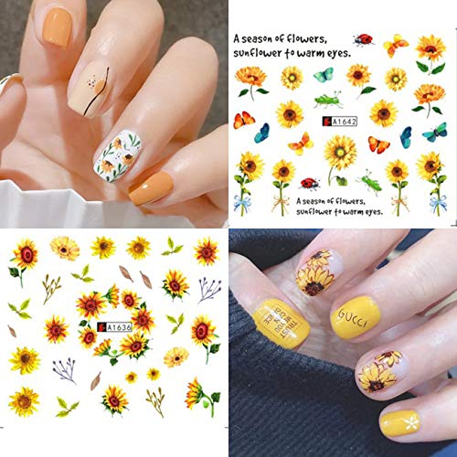 Beiling BEILING-0000079 12 Sheets Daisy Flower Nail Art Decals Manicure Tips Water Transfer Sunflower Nail Stickers Supplies Yellow Blossom Nail Decals thumb #3