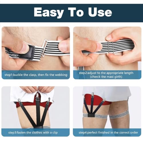Image of GUSTAVE Men's Shirt Stays Adjustable Elastic Shirt Tucker Belt with Locking Non-Slip Clips